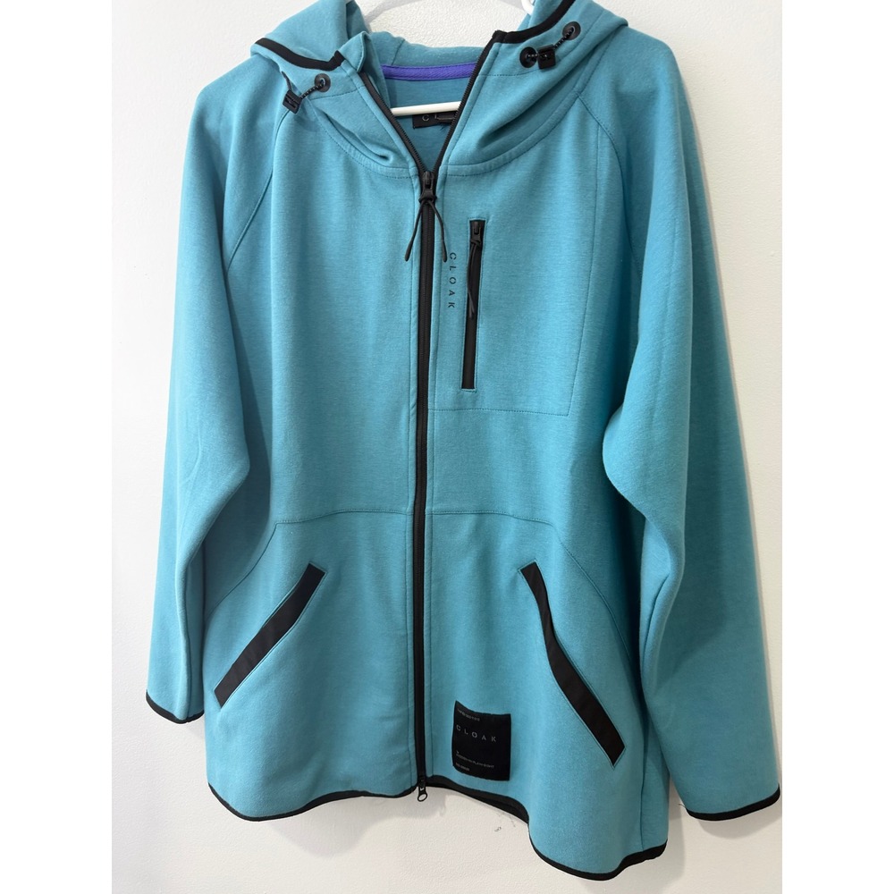 Cloak Mens Hidden In Plain Sight Full Zip Hoodie Turquoise Blue Size L